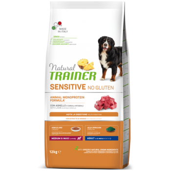 TRAINER Natural Sensitive No gluten Adult M/M za odrasle pse, jagnjetina, 12 kg