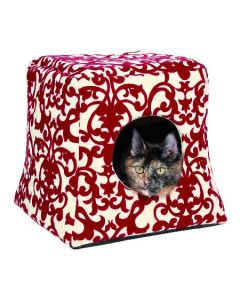 Kućica za mačke, 35x33x35cm, crveno-krem